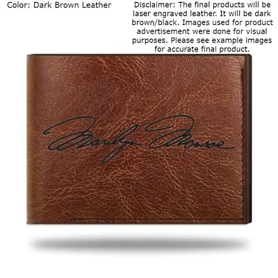 Custom Engraved MARILYN MONROE SIGNATURE Leather Bifold Wallet - Color Choices • $22