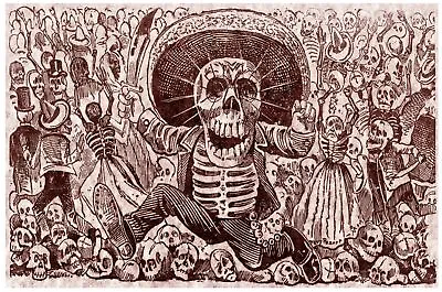 7548.Skeleton In Mexican Hat Running With Machete In Hand.POSTER.art Wall Decor • $49