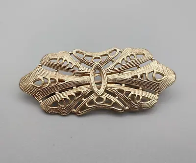 Art Deco Style Rose Gold Tone Textured Filigree Abstract Brooch Vintage Estate • $17.99