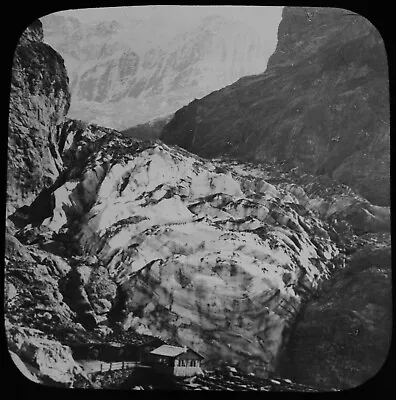 LOWER GRINDELWALD GLACIER SWITZERLAND C1900 ANTIQUE Magic Lantern Slide PHOTO • £15