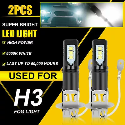 2x H3 LED Fog Driving Light Bulbs Conversion Kit Super Bright 6000K Xenon White • $8.12