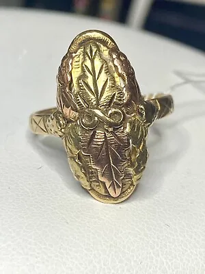 Vtg J.Co 10k Tri Color Gold Black Hills Gold Leaf Ring Sz. 8.5 3.9grams • $190