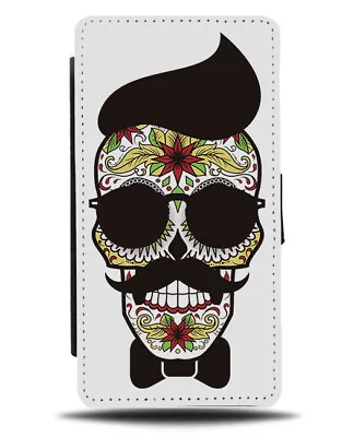 Hipster Sugar Skull Flip Wallet Phone Case Floral Mexican Mexico Moustache E140 • £19.99