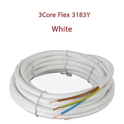 3 Core Cable 0.75MM 1MM 1.5MM2.5MM White 3183Y Flex Electrical • £3.80