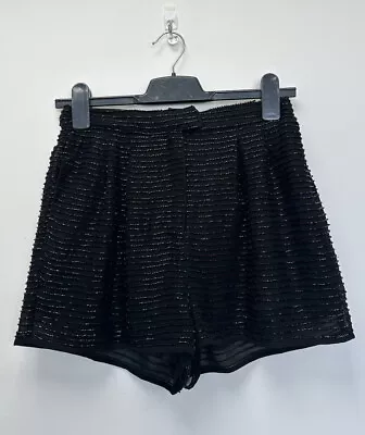 £9.99 • Buy Topshop Black Bead Beaded Embellished Shorts Size 6 Party Occasion