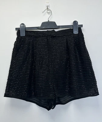 £9.99 • Buy Topshop Black Bead Beaded Embellished Shorts Size 6 Party Occasion