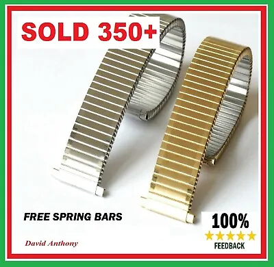 BEST-ADJUSTABLE 18mm-22mm GOLD/STAINLESS STEEL Expanding Expander WATCH Bracelet • £11.95