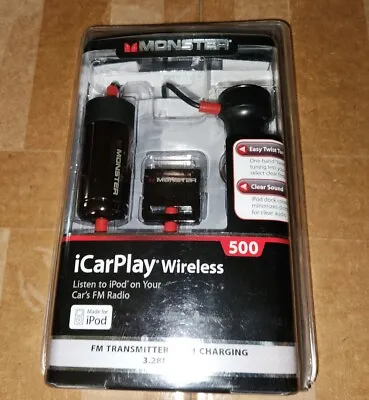 Monster ICARPLAY WIRELESS 500 FM Transmitter With Charging For Ipad Ipod Connect • $12
