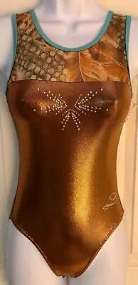 $29.99 • Buy Dreamlight Gold Adult X-small Feline Foil Print Gymnasts Dance Tank Leotard Axs