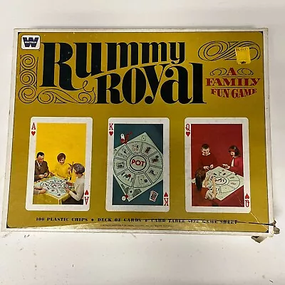 Vintage 1965 Rummy Royal Card Board Game Whitman With Chips Box Board No Cards • $15