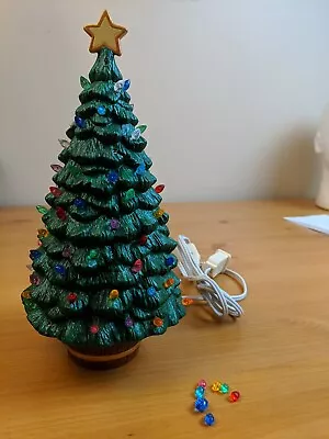 Ceramic Lighted Christmas Tree W/ Stand 9.5 Inches Tall Vintage See Description • $59.99