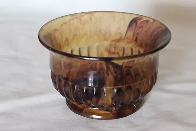 Art Deco Amber Cloud Glass Bowl By Davidson • £11.99