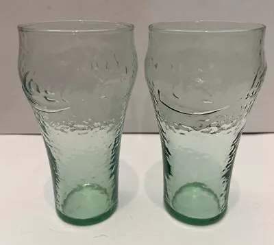 LOT OF 2 COCA-COLA GLASSES: Pebble Clear W/ Green Tint Coke • $17.39