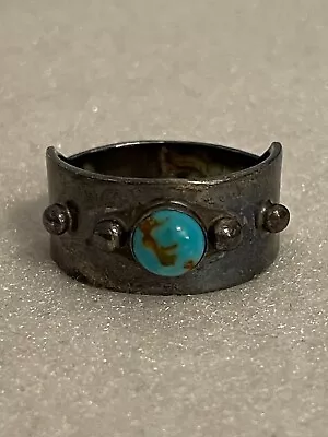 Vintage Navajo Sterling Silver Turquoise Ring Size 9 • $45