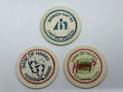 BANK OF HAWAII POGS SET Of 3 Bankoh Cap 1993 Slippers Harry's Milkcaps  • $7.95