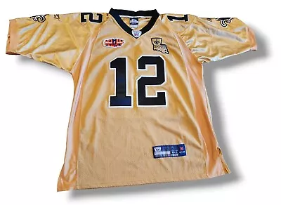 New Orleans Saints Colston 12 Reebok Stitched Super Bowl XLIV Patch Jersey Sz 50 • $89.99