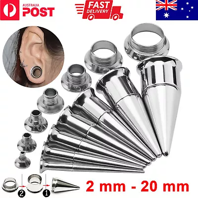 Surgical Steel 2-20mm Ear Hole Stretching Kit Plug Tunnel Set Taper Expander AU • $8.80