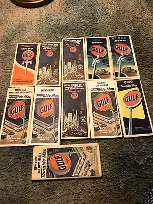 12 Vintage Gulf Maps  Old Estate Clean Some Very Small Tears. Many Years • $35