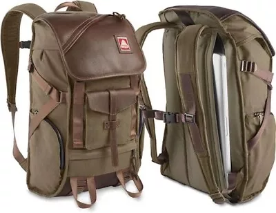 JANSPORT Skip Yowell Leather Canvas PLEASANTON Laptop BACKPACK Luggage Travel • $725