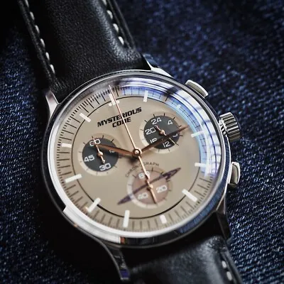 Mysterious Code Men Chronograph Watch Panda Quartz Wristwatch VK64 Triple Window • $139