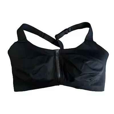 Victoria's Secret Women's 38DDD Black Knockout Sports Bra Front Close Underwire • $19.99