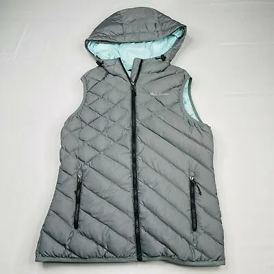 Eddie Bauer EB650 Gray Goose Down Puffer Zip Up Vest Womens Small • $23.99