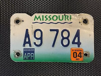 Missouri Motorcycle License Plate A9 784 April 2004 • $9.99