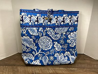 Vera Bradley Blue Lagoon Floral Tote - Bag- Purse 14 X13  100% Cotton • $22