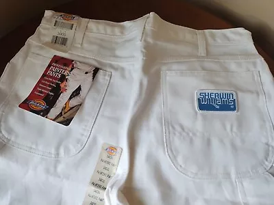 Vintage Dickies Paint Work Pants Carpenter White 34x30 Sherwin Williams NEW!!! • $30