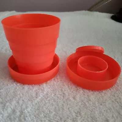 Vintage Collapsible Travel Cup Folding Cup Red Plastic Pill Container • $4.30