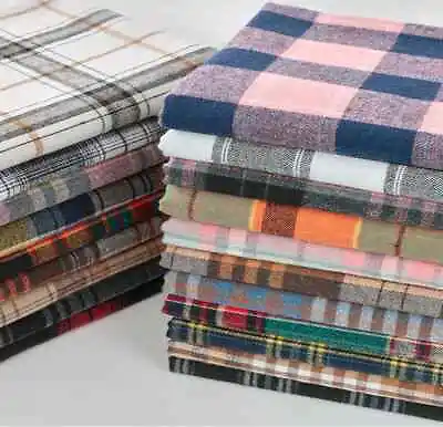 100% Cotton Winceyette Flannel Brushed Fabric Tartan Dress Craft Material 44/58  • £4.39