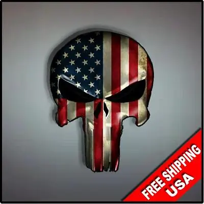 Punisher USA Flag Skull Vinyl Decal Sticker Police Vehicle Window Logo LE • $14.99
