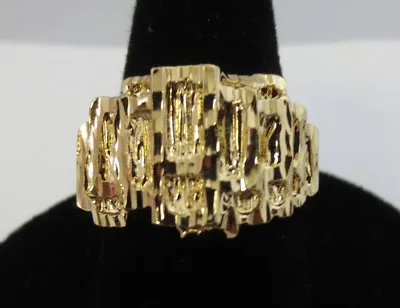 Size 8-13 Mens 14kt Gold Plated Modern Designer Nugget Ring Style R3 • $12.71
