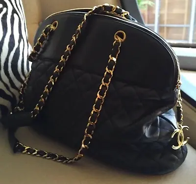 $3333.33 • Buy Vintage Chanel Black Bag Purse Tote Leather CC Logo Charm Quilted Dome Shopper