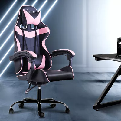 $153.68 • Buy Artiss Gaming Office Chair Computer Chairs Work Seat Racing Recliner Pink