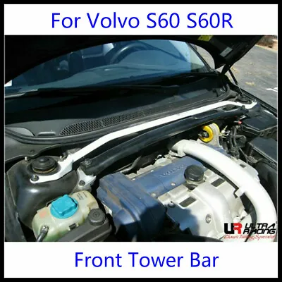 Front Tower Bar For Volvo S60 S60R 2 Points Stabilizer Brace Steel Ultra Racing • $248