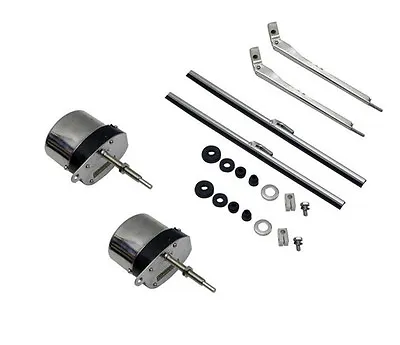 Stainless Windshield Wiper Motor Kit Hot Street Rod Jeep Boat Chevy Ford Mopar 2 • $99.95