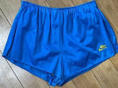 Vintage Mens Medium Nike Sportswear 70s Nylon Blue Track Running Sprinter Shorts • $60