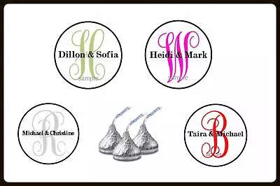 Wedding Anniversary Favor Monogram Hershey Kiss Labels Stickers Any Color • $7.95