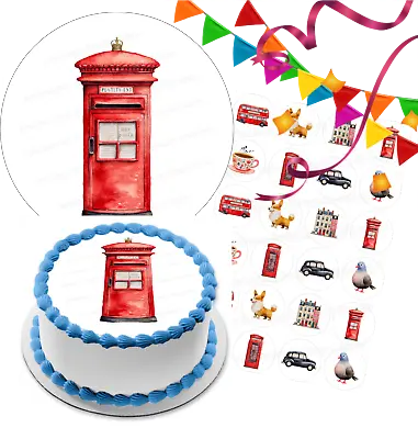 London Mailbox Cake Pad Picture Muffin Party Decorative Birthday Gift Red • £6.75