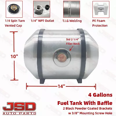 Universal 4 Gallons 10 X 14 1/4 NPT Gas Tank Fuel Tank Cell With Baffle For Boat • $104.28