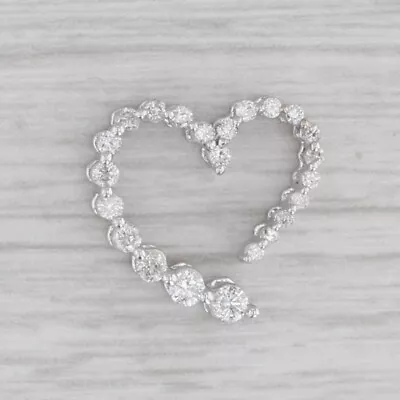 0.20ctw Diamond Floating Open Heart Pendant 10k White Gold • $171.27