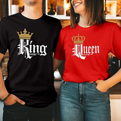 T-Shirt (1501) King And Queen Family Matching Couple Valentine's Day Gift Shirt • £7.99