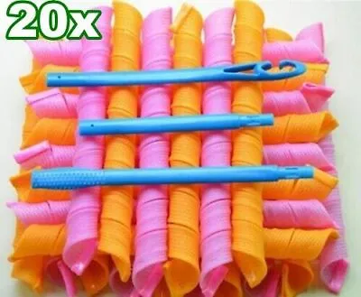 Set Of 20 Magic Hair Curlers Heatless Long Hair Curling Spirals No Heat DIY Curl • £8.99