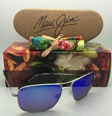 Polarized MAUI JIM Sunglasses Titanium WIKI WIKI MJ 246-17 Silver W/ Blue Hawaii • $299.99