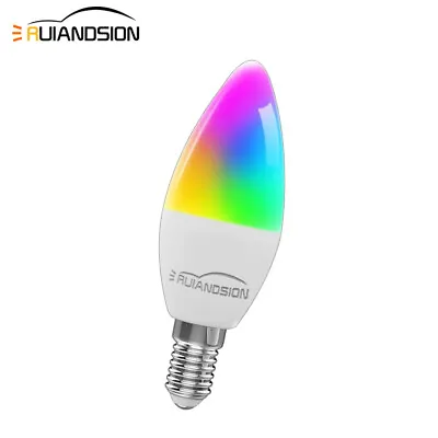 Ruiandsion E14 Wifi Bulb Dimmable Color Changing Candelabra Led Bulb RGB Homeuse • £15.59