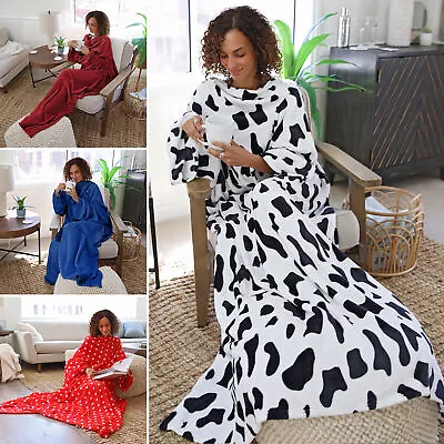 Tirrinia Wearable Fleece Blanket W/Sleeves Super Soft Plush TV Blanket Women Men • $20.99