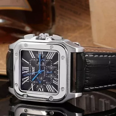 Classic Men's Roman Numeral Square Tank Watch Mechanical Chronograph Dress Watch • £44.99