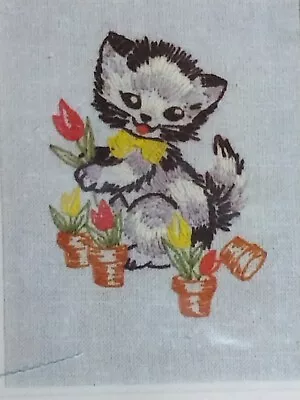 Rare Vogart 6x8 Stamped Crewel Kitten Kit Sealed • $10