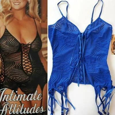 £38 • Buy Shirley Of Hollywood Blue Lattice Bustier Sizes 18 20 Designer Lingerie Basques